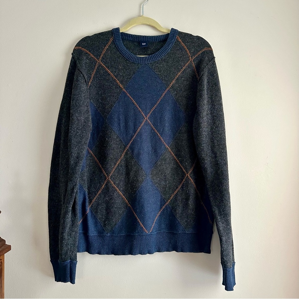 Vintage GAP Wool Silk‎ Blend Argyle Sweater